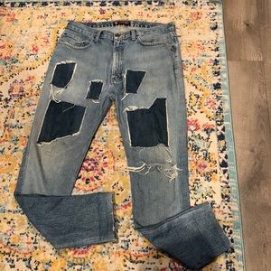 POLO jeans , distressed with patches, straight slim cut